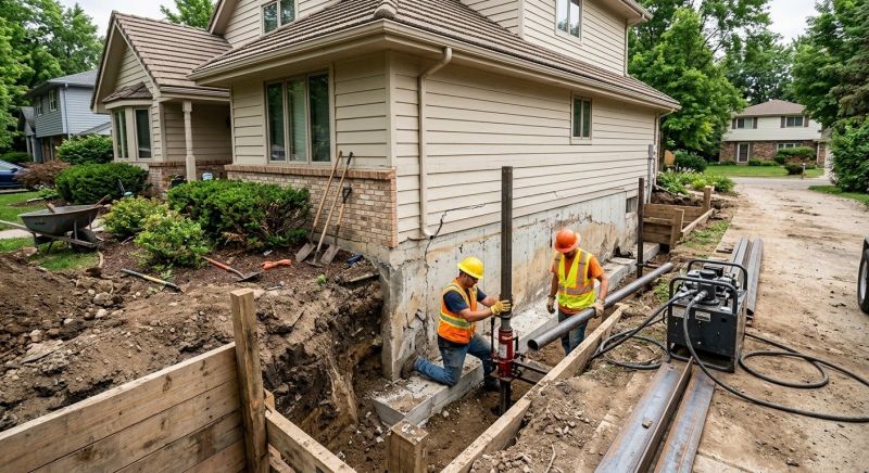 Our team working on Foundation Repair projects in North Brunswick, NJ