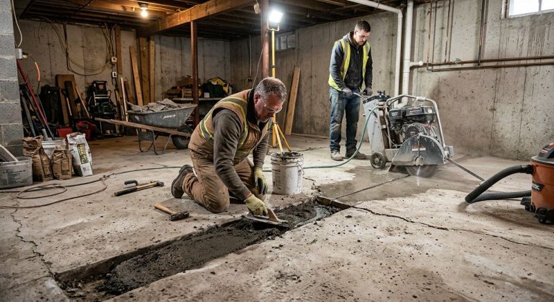 Cracked Basement Floor Repair in North Brunswick, NJ